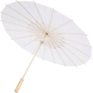 Chinese Adult White Wedding Paper Parasol Umbrella Manual Control Hanging Straight Pattern Custom Logo Oilpaper