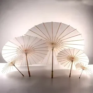 Chinese Bamboo Paper Umbrella DIY White Paper Parasol Umbrella Wedding
