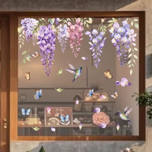 Chinese wisteria morning glories Window Decals Static Glass Stickers for Shop Windows Glass Doors and Home Decoration D23142