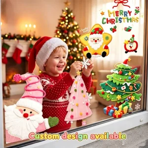 Christmas Decoration Static Cling Window Stickers for Glass Doors Shop Display Windows Window Arrangements and Paper Cutouts