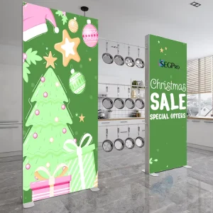 Christmas Retail Fabric LED Frameless Lightbox with Hanging Rod Portable Event Promotion Frameless SEG Fabric Light Box