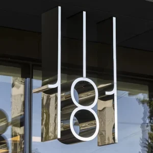 Chrome Logo Sign for Buildings Stainless Steel Iron Hollow Square Metal Customized Signage