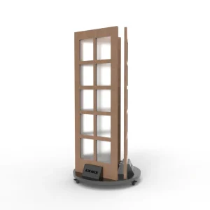 Circular Movable Custom Wood Glass Door Display Stand Rack System
