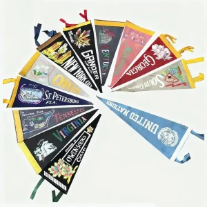 Class Of School Sports Team College Sublimation Colorful Customized Logo Size Felt Triangle Flag And Banner Pennant