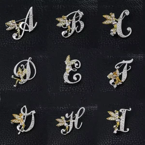 Classic Rhinestone Designer Brooches Alloy Letters Brooch Women