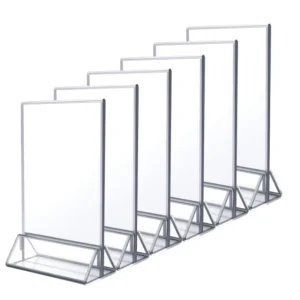 Clear Acrylic A4 A5 4*6 5*7 Triangle Sign Holder Vertical Table Numbers Display Stand Menu Sign Holder