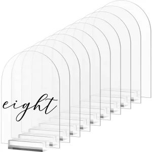 Clear Acrylic Arch Sign with Stand Portable for Easy Assembly for Wedding Table Numbers