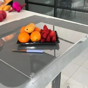 Clear Acrylic Cutting Board with Lip Non Slip High Resistant Chopping Board for Kitchen Countertop