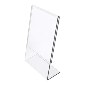 Clear Acrylic L Shaped JE 6 Table Sign Holder Transparent Display Stand with Anti Rust Features for Restaurant Menu