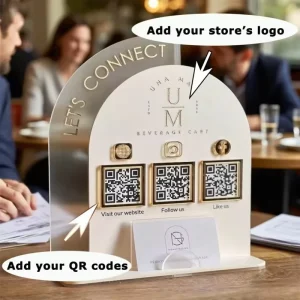 Clear Acrylic QR Code Sign Holder Custom Payment Display Stand for Business Desk Home Office Decor
