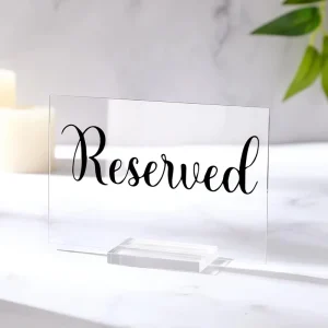 Clear Acrylic Reserved Table Signs with Stand Table Cards Wedding Reception Restaurant Birthday Party Seating Decor