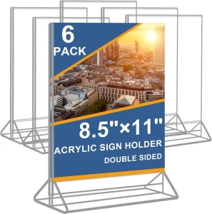 Clear Acrylic Sign Holder 8.5 X 11 Double-Sided Flyer Display Stand Plastic Table Menu Stand for Restaurant