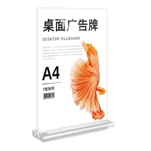Clear Acrylic Sign Menu Holder Certificate Display Tabletop Stand With Base