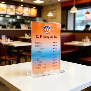 Clear Acrylic Table Sign Holder T Shape Double Sided Custom Logo Acrylic Standee for Restaurant Retail Store Menu Price List