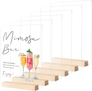 Clear Acrylic Table Sign with Wooden Stand 20.32 X 25.40 cm Blank with Stand Wedding Sign Menu Sign