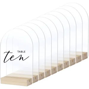 Clear Arch Acrylic Sign with Wood Base Acrylic Sheets with Stand Wedding Signs Table Numbers Menu Sign Food Name Sign