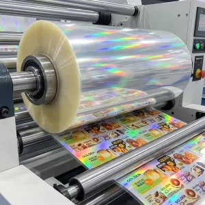 Clear BOPP Holographic Protective Soft Glossy Cold Lamination Film Rolls For Cosmetics Labels