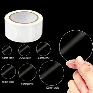Clear Bopp Sealing Labels 1Inch Round Sticker Waterproof Self Adhesive 25mm Transparent Sticker Roll for Logo Custom