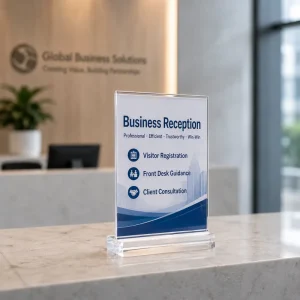 Clear Double Sided Acrylic Table Sign Holder Desktop Tent Card Stand Office Reception Counter Information Display Stand