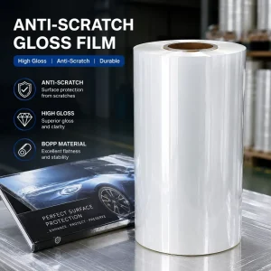 Clear Glossy Rigid BOPP Lamination Film Roll 300m Scratch Resistant for Grocery Supermarket Promotion Paper Packaging
