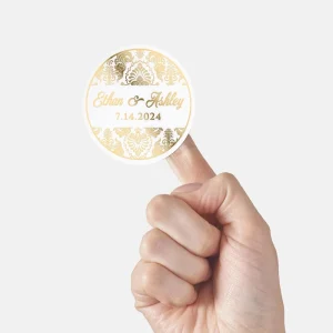 Clear Gold Sticker Logo Labels for Packaging Waterproof with Heat Sensitive Feature for Promotion Grocery Use