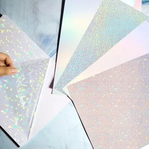 Clear Self Adhesive Pet PVC Transparent Holographic Rainbow Film for Lamination 3d Glossy Laminating Film