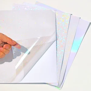 Clear Self Adhesive Waterproof Bopp PET Holographic Film Overlay Cold Lamination Film Sheet Transparent Holographic Lamination