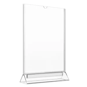 Clear Sign Holder T-Shape Double-Sided Table Signs Stand Plastic Table Top Signs Menu Stand Paper Display Stand