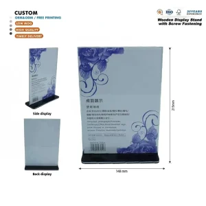 Clear Vertical Acrylic Desktop Sign Holder Double Sided T Shape Table Display Stand for Office Meeting