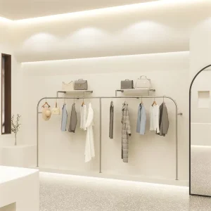 Clothing Store Display Rack Stainless Steel Wall Hanging Clothes Rail Floor standing Men’s and Women’s Clothing Store Shelves