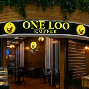 Coffee Shop Front Lit Letter Sign Custom LED Cafe Logo Sign Acrylic Stainless Steel Illuminated Storefront Business Sign