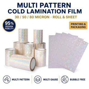 Cold Laminating Film Roll Sheet 30 50 80 Mic Multi Pattern Bubble Free for Printing Packaging Industry
