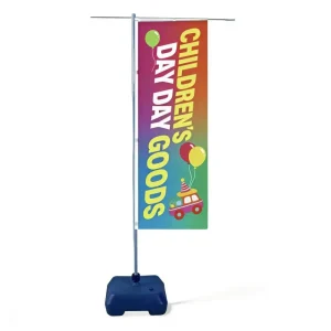 Collapsible 3m Flag Display with Square Water Filled Base Ideal for Store Front Signage