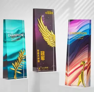 Color Printing Creative Annual Meeting Souvenir Plaque Trophy Crystal Medal Awards Color Printed Crystal Trophy