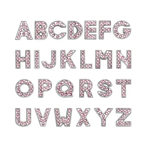 Color Rhinestone 8mm Alloy Alphabet A Z Slide Letters Bracelet DIY Accessories Gifts Model Letter 01