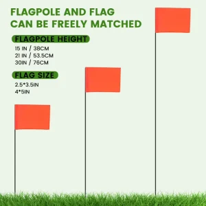 Colorful 4x5inch Eco Friendly Waterproof PVC Marking Flag 15″ Steel Wire Pole for Landscape Irrigation Lawn Yard Markers Flags