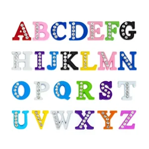 Colorful 8mm Painting Slide Letters Alphabet Slide Charms DIY Accessory Can Through 8mm Band Accept Customized