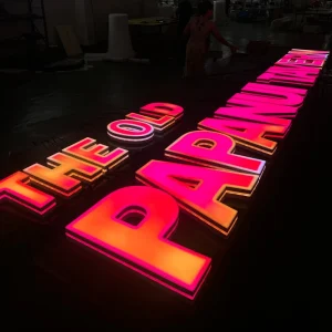 Colorful Luminous Lettering Door Sign Logo Dazzling 3D Signage Customized Outdoor Background Wall