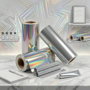 Colorful Metallized BOPP Holographic Film 300m High Gloss Translucent Decorative Film for Cake Boxes Candy Retail Customizable