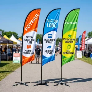 Colorful Print Flag Banner with Custom Logo Text Fiberglass Frame Promotional Flags for Business Decor