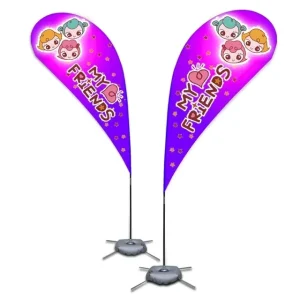 Colorful Print Teardrop Advertising Flying Banner Wind Beach Flags