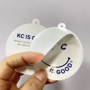 Colorful Printing Logo Waterproof Self Adhesive HangTags Labels PVC Custom Hang Tag Stickers for Clothing