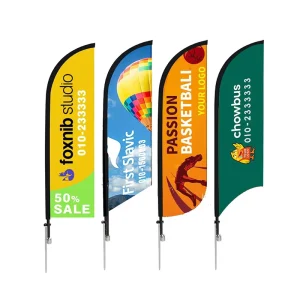 Colorful Water Filled Feather Shaped Water Drop Outdoor Road Beach Advertising Flags 3m 5m Aluminum Alloy Flagpoles Polyester