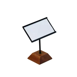 Combination Metal and Wood Business Card Display Rack Customizable Logo Label and Table Sign Introduction Stand
