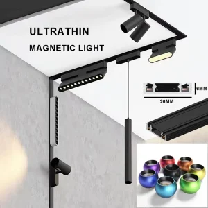 Commercial Ultra Thin 6mm Magnetic LED Light System 48v Magnetic Track Rail Lights for Home Lighting