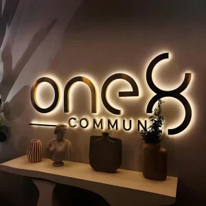 Company Logo Display 3D Backlit Gold Mirror Stainless Steel Led Illuminated Channel Letters Custom Led Sign for Business Indoor