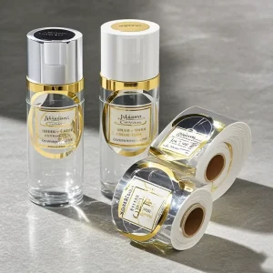 Cosmetics Packaging Labels Customized Beautifully Printed Gold Foil Hot Stamping Label Sticker Roll