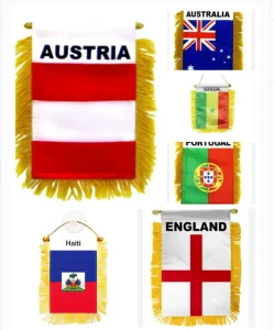 Country Soccer Match Digital Printing Pennant Mini Banner for Cars Hanging Aluminum Flagpole Window Hanging