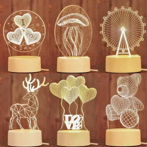 Creative 3D Acrylic Creative Visual Lamp Night Light Usb 3 Colors Support Design Diy Drawing Logo Kid’s Home Decor Night Lights