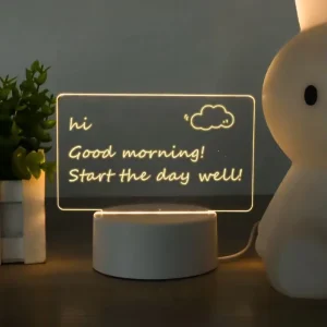Creative Children’s Handwritten Painting DIY Acrylic Blank Message Board LED Night Light USB 3D Small Bathroom White